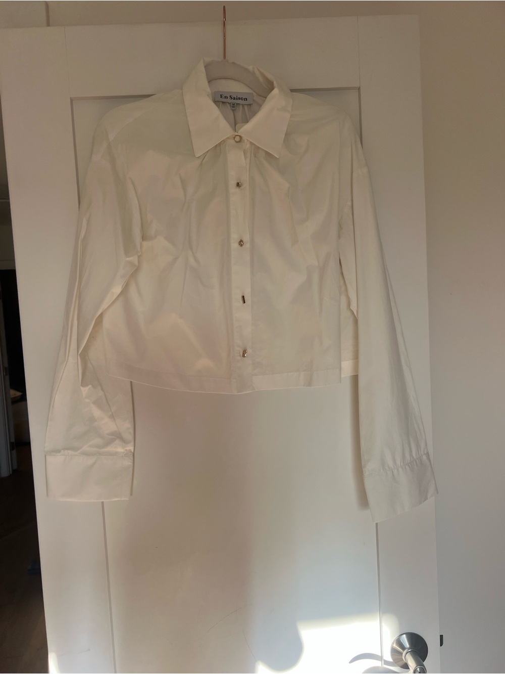 Womens Cream Button-Down Shirt